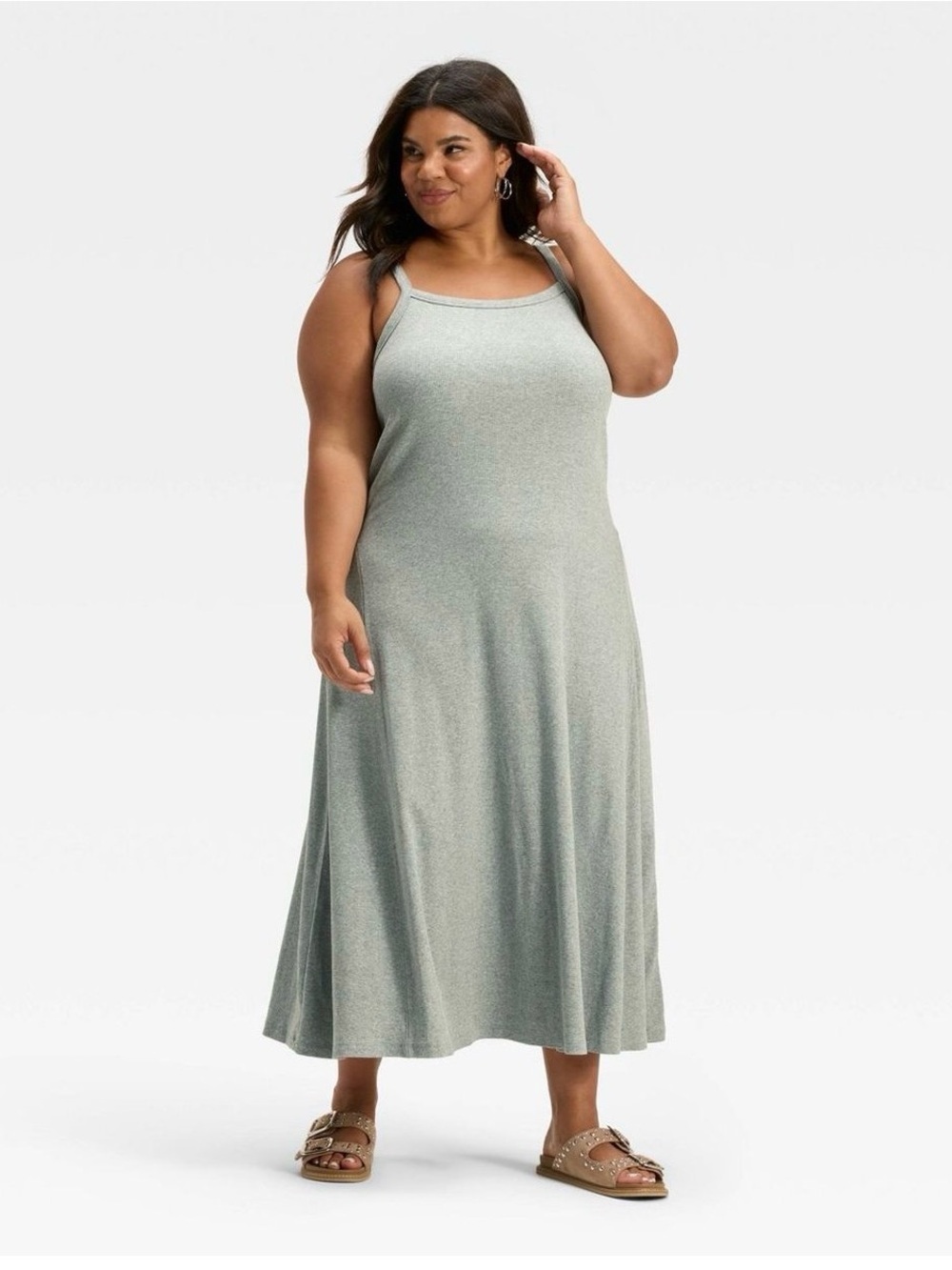 Universal Thread Heather Gray Ribbed Maxi Tank Dress - Medium